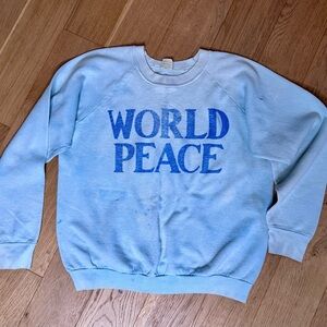 Vintage WORLD PEACE Light Blue Crewneck Sweatshirt